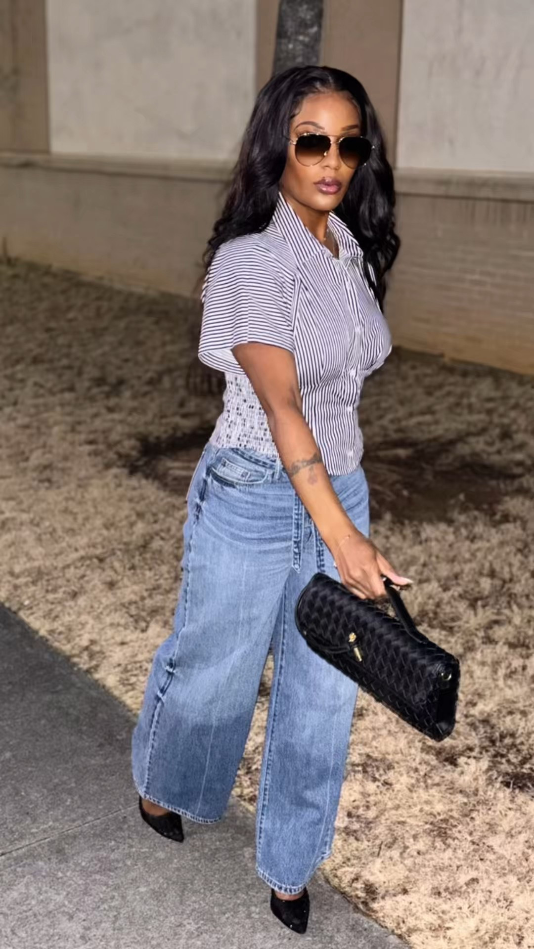 Elevate a simple outfit with accessories. Stylish sunglasses, a cute pump, chic handbag and elegant earrings to top it off. (The top is Express but there’s no link) And some of these items are on sale now.#LTKSummerEdit

#LTKShoeCrush #LTKStyleTip