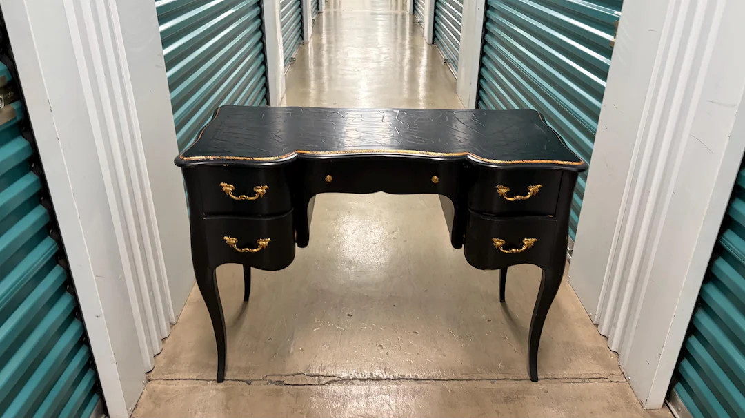 Vintage French Black And Gold Leaf 5 Drawer Ladies Desk | Etsy (US)