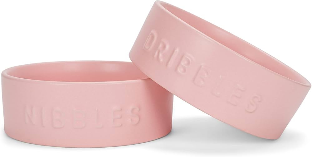 NAT & Jules Nibbles and Dribbles Pink 5 inch Stoneware Small Pet Bowls Set of 2 | Amazon (US)