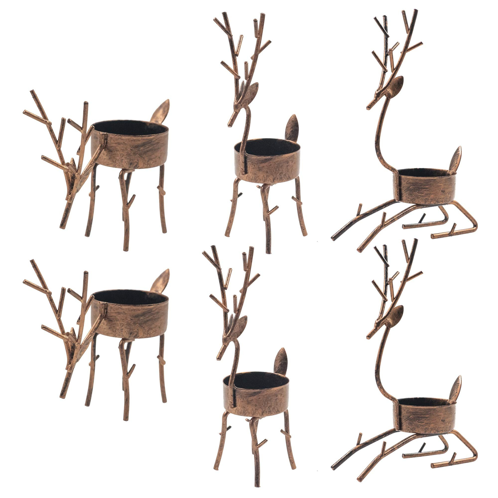 Funpeny Reindeer Tea Light Candle Holders, 6 Pack Iron Christmas Decoration for Party Dining Tabl... | Amazon (US)