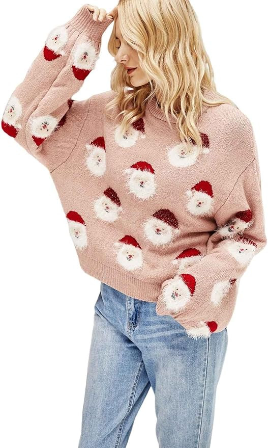 Arssm Women Santa Sweater Ugly Christmas Sweater Funny Xmas Holiday Party Knitted Cozy Pullover S... | Amazon (US)