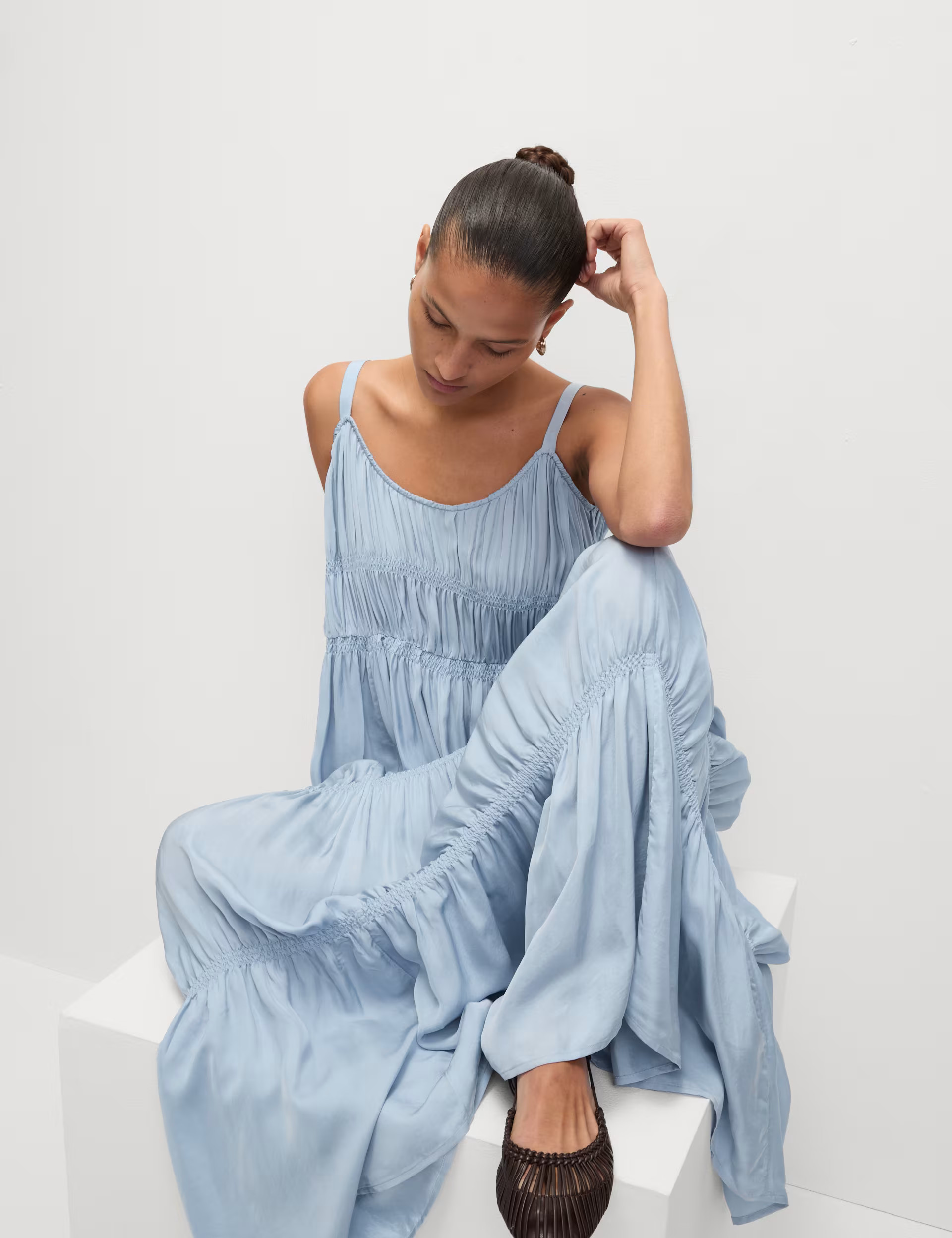 Pintuck Maxi Relaxed Tiered Cami Dress | Marks & Spencer (UK)