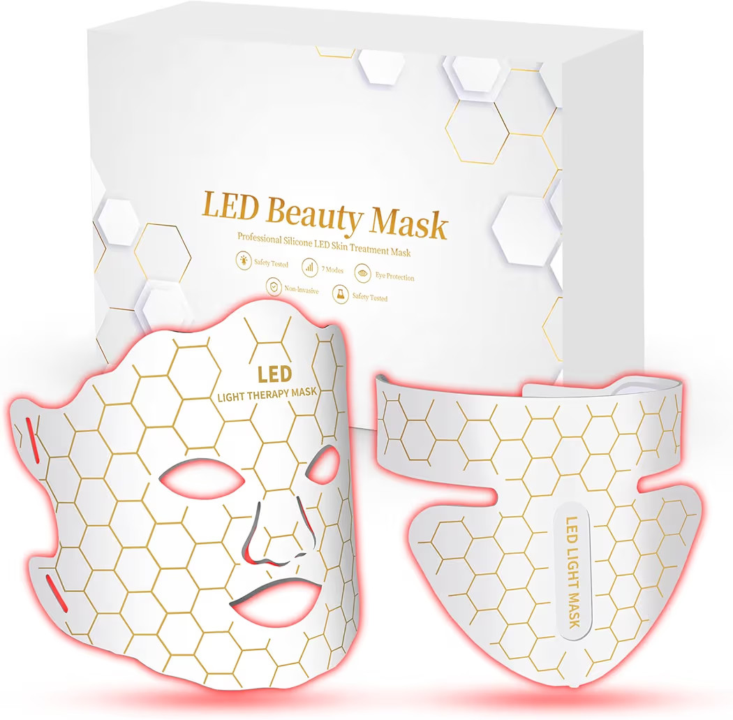 Yahi Red Light Photon Facial & Neck Mask with Remote Control, 7 Custom Modes with Infrared, Porta... | Amazon (US)