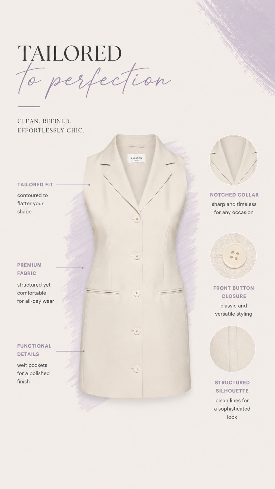 The perfect tailored layer for a polished, elevated wardrobe. This structured sleeveless blazer vest features a flattering tailored fit, timeless notched collar, premium fabric, functional welt pockets, and classic button front closure. Style it with trousers, denim, skirts, or shorts for an effortlessly chic outfit that works from the office to dinner and everywhere in between.

✨ Save this look for your next capsule wardrobe refresh.

[tailored blazer vest, sleeveless blazer, cream blazer, structured vest, women’s workwear, business casual outfit, office outfit ideas, capsule wardrobe, minimalist fashion, chic style, elevated basics, neutral outfit, polished look, versatile wardrobe, timeless fashion]

#LTKootd #LTKOver40