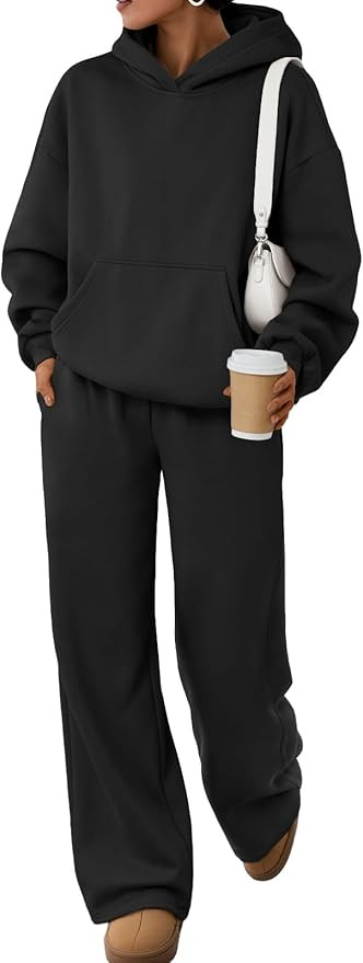 Trendy Queen 2 Piece Lounge Sweat Sets Plus Size Fall Fashion Matching Sweatsuits Wide Leg Pants ... | Amazon (US)