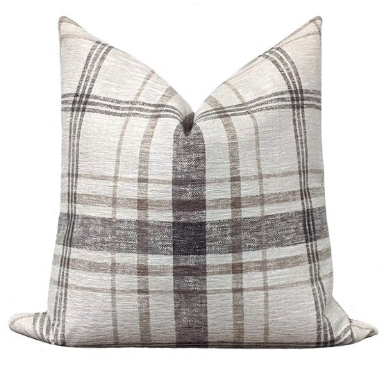 Moonstone Shadow Plaid Chenille Pillow | Land of Pillows