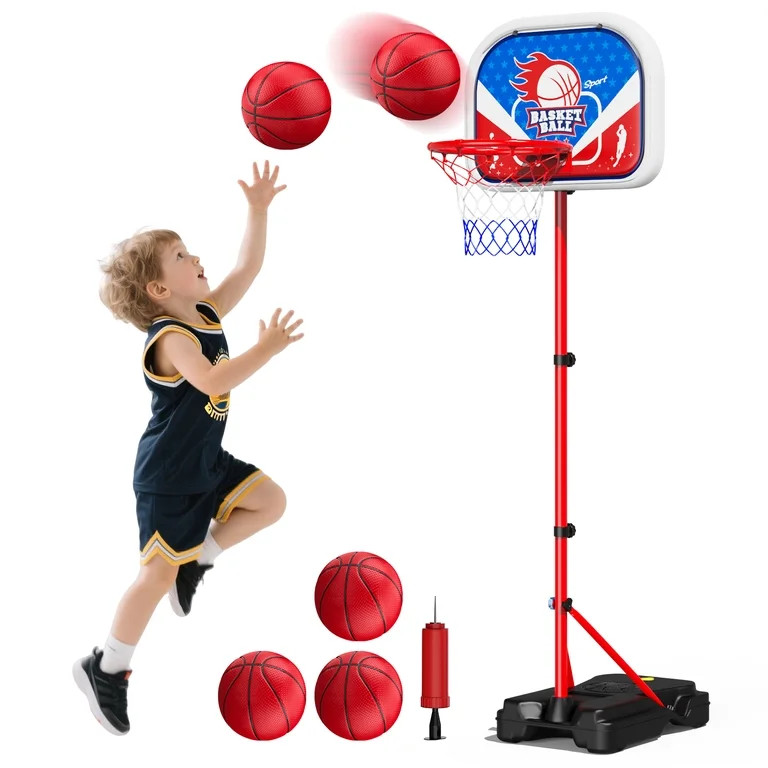 JoyStone Kids Basketball Hoop Adjustable Height 2.9 ft-6.2 ft, Toddler Basketball Hoop Indoor Out... | Walmart (US)