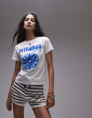 Topshop graphic Mykonos art tee in white | ASOS (Global)