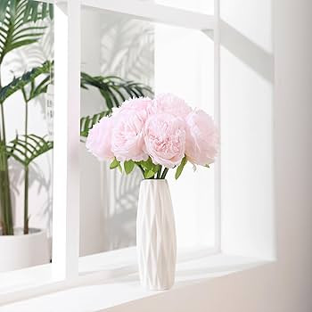 U'Artlines 2 Bouquet 10 Heads Artificial Peony Silk Flower Leaf Home Office Wedding Party Festiva... | Amazon (US)