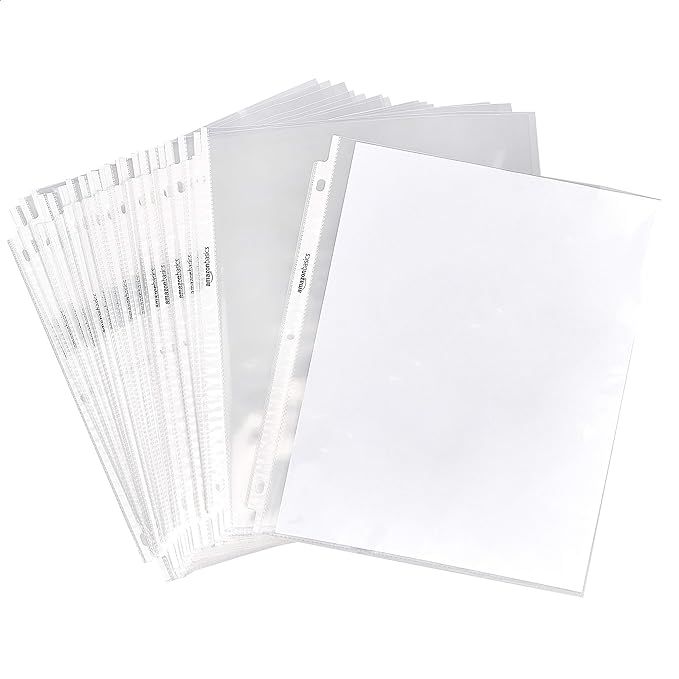 Amazon Basics Clear Sheet Protector for 3 Ring Binder, 8.5" x 11" - 500-Pack | Amazon (US)