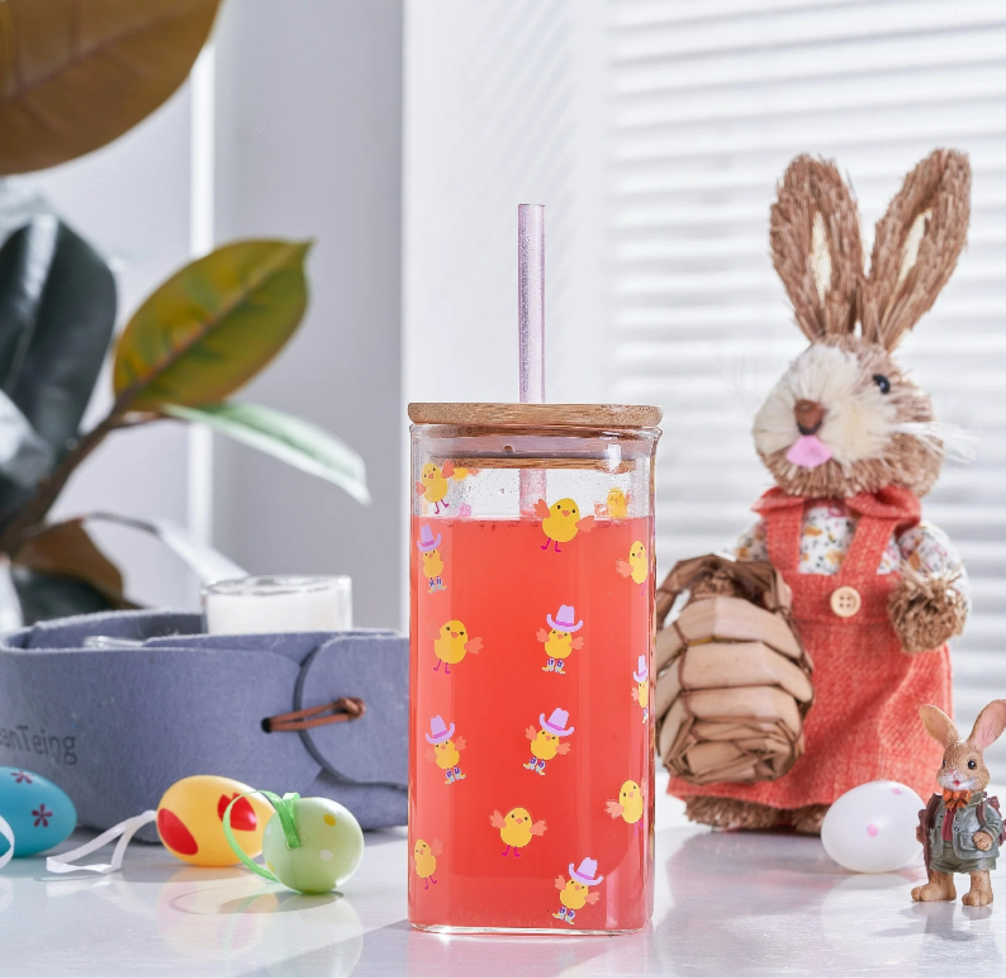 4 Pack of Square Glass Easter Cups with Lid & Straw 🐣

#LTKHome #LTKSeasonal