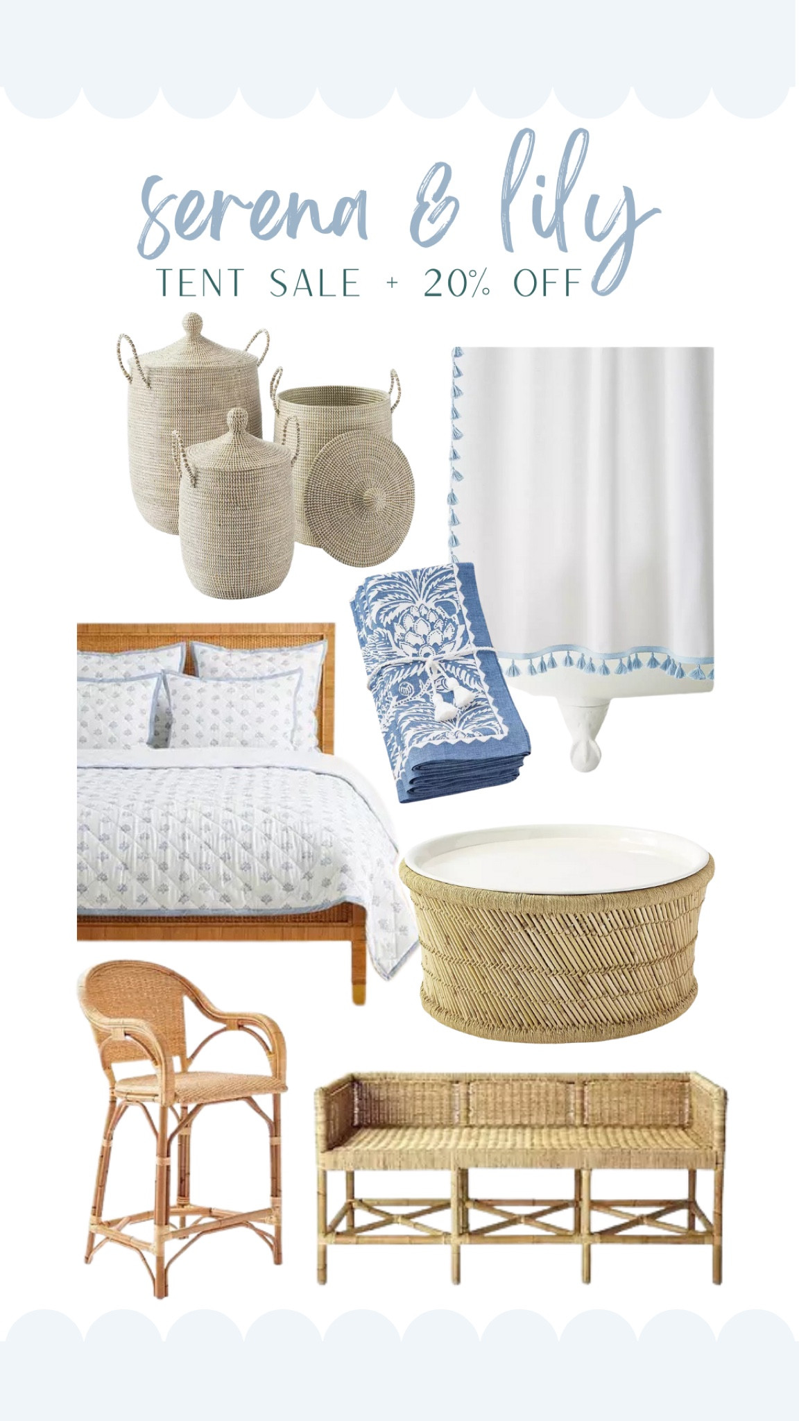 The BEST Serena and Lily sale!! Amazing prices on their annual tent sale plus an additional 20% off with code JOYFUL ✨

Serena and Lily, tent sale, seasonal sale, after Christmas sale, home sale, coastal, coastal home, coastal furniture, bedding, blue and white home, coffee table, rattan, rattan kitchen stool, woven, bench, shower curtain, napkins

#LTKFindsUnder50 #LTKHome #LTKSaleAlert
