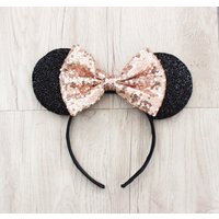 Rose Gold, Minnie Mouse Ears, Gold Disneyland Ears, Gold Sequin Bow, Mickey Mouse Ears, Minnie Ears, Mickey Ears, Disney Ears, Disney World | Etsy (US)