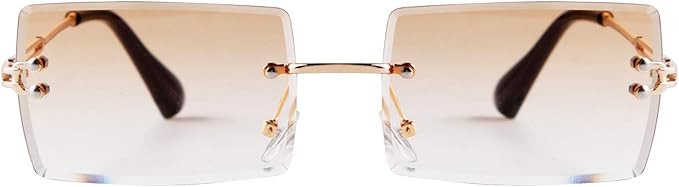 ADE WU Rimless Rectangle Sunglasses for Women Men,Trendy Fashion Sheer Pink,Blue Lens Frameless G... | Amazon (US)