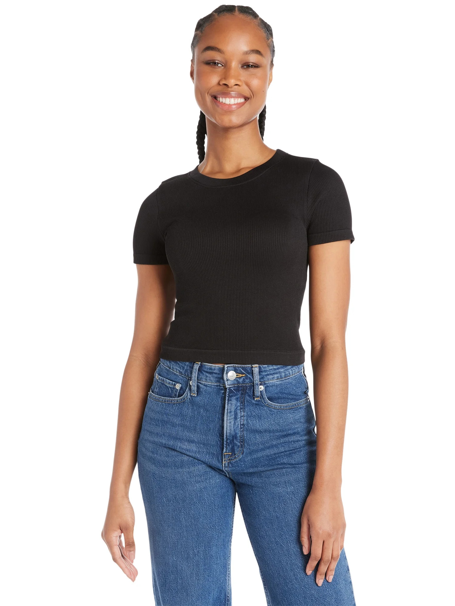 No Boundaries Juniors Seamless Crewneck T-Shirt | Walmart (US)