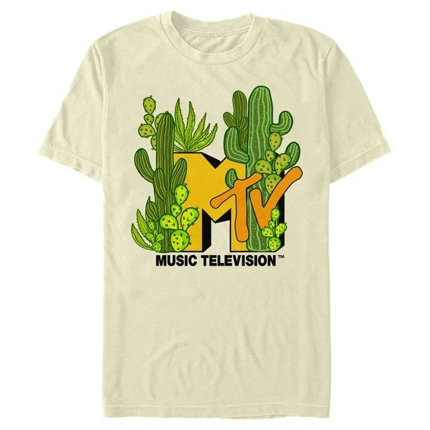 Men's MTV Desert Cactus Logo  Graphic Tee Cream Large - Walmart.com | Walmart (US)
