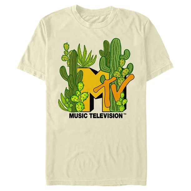 Men's MTV Desert Cactus Logo  Graphic Tee Cream Large - Walmart.com | Walmart (US)