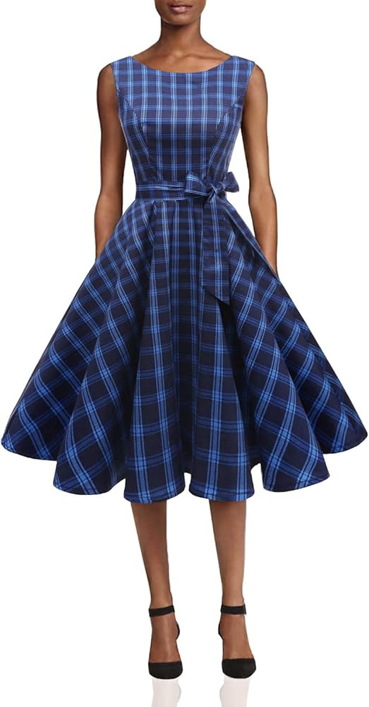 Hanpceirs Women's Boatneck Sleeveless Swing Vintage 1950s Cocktail Dress | Amazon (US)