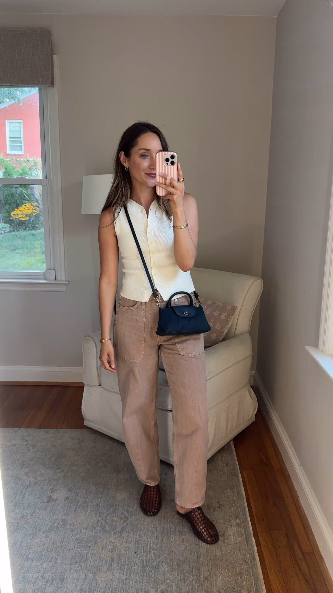Wearing small top and size 2 pants. Bag is on sale for $18!