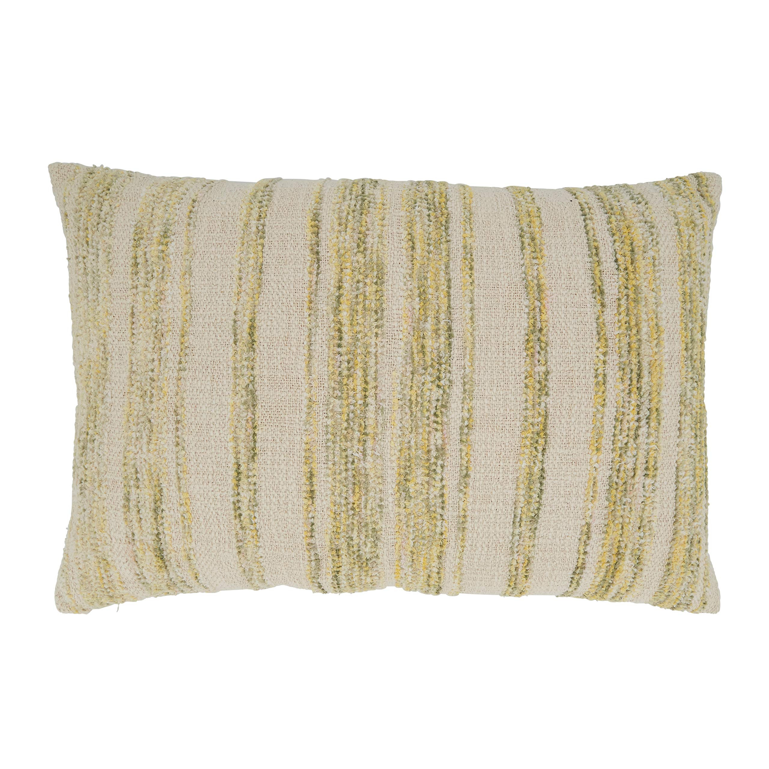 SARO LIFESTYLE Hanley Collection Striped Woven Pillow Cover, 16" x 24", Yellow | Amazon (US)