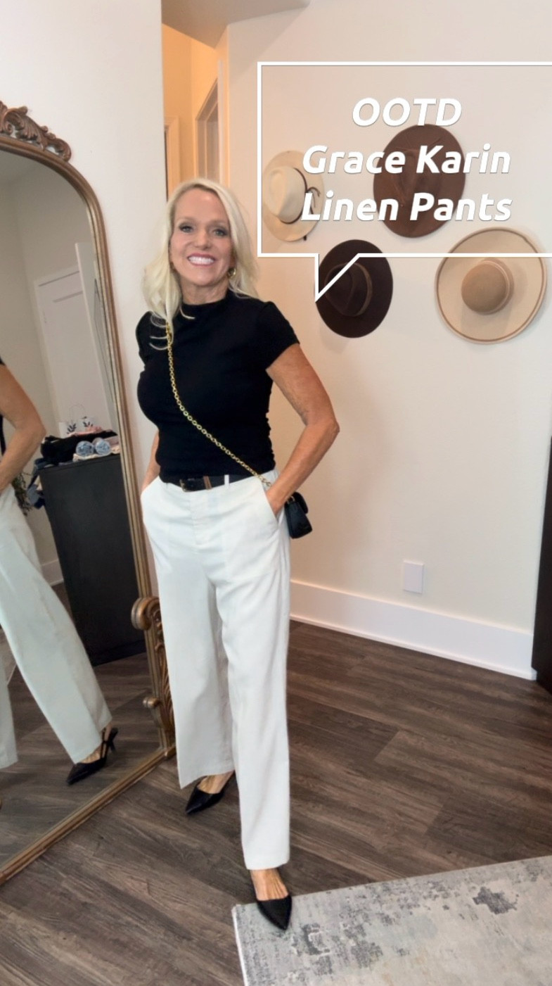 Chic + Easy
Outfit of the day 🤍
There’s just something about crisp black + soft linen that feels effortlessly put together. This ribbed mock neck cap sleeve top paired with these apricot tan linen pants is the perfect mix of polished and relaxed… the kind of outfit you reach for again and again. Simple, flattering, timeless. ✨🖤🤎
#LTKStyle #OOTD #ElevatedCasual #Gracekarin #LinenLove #AmazonFashion #EverydayWithRhonda #ClassicStyle #CapsuleWardrobe

#LTKMothersDay