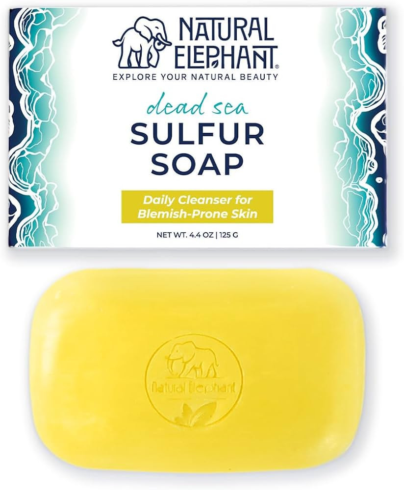 Natural Elephant Dead Sea Sulfur Soap Bar | Clarifying Face & Body Wash with Dead Sea Salt & Aloe... | Amazon (US)