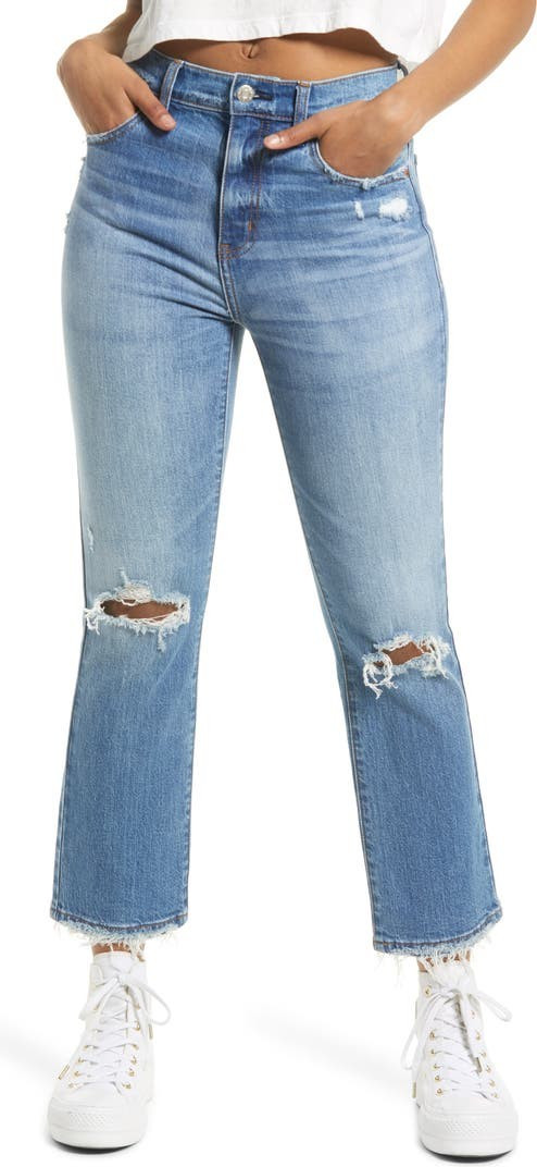 Shy Girl High Waist Flare Crop Jeans | Nordstrom