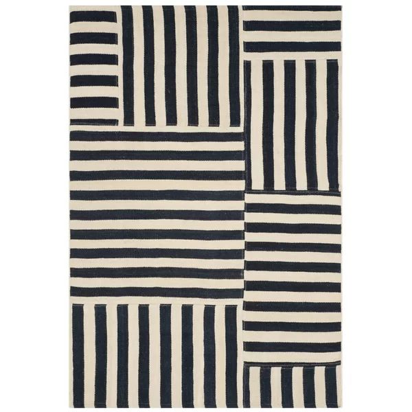Canyon Patch Hand-Knotted Wool Black/Beige Area Rug | Wayfair North America
