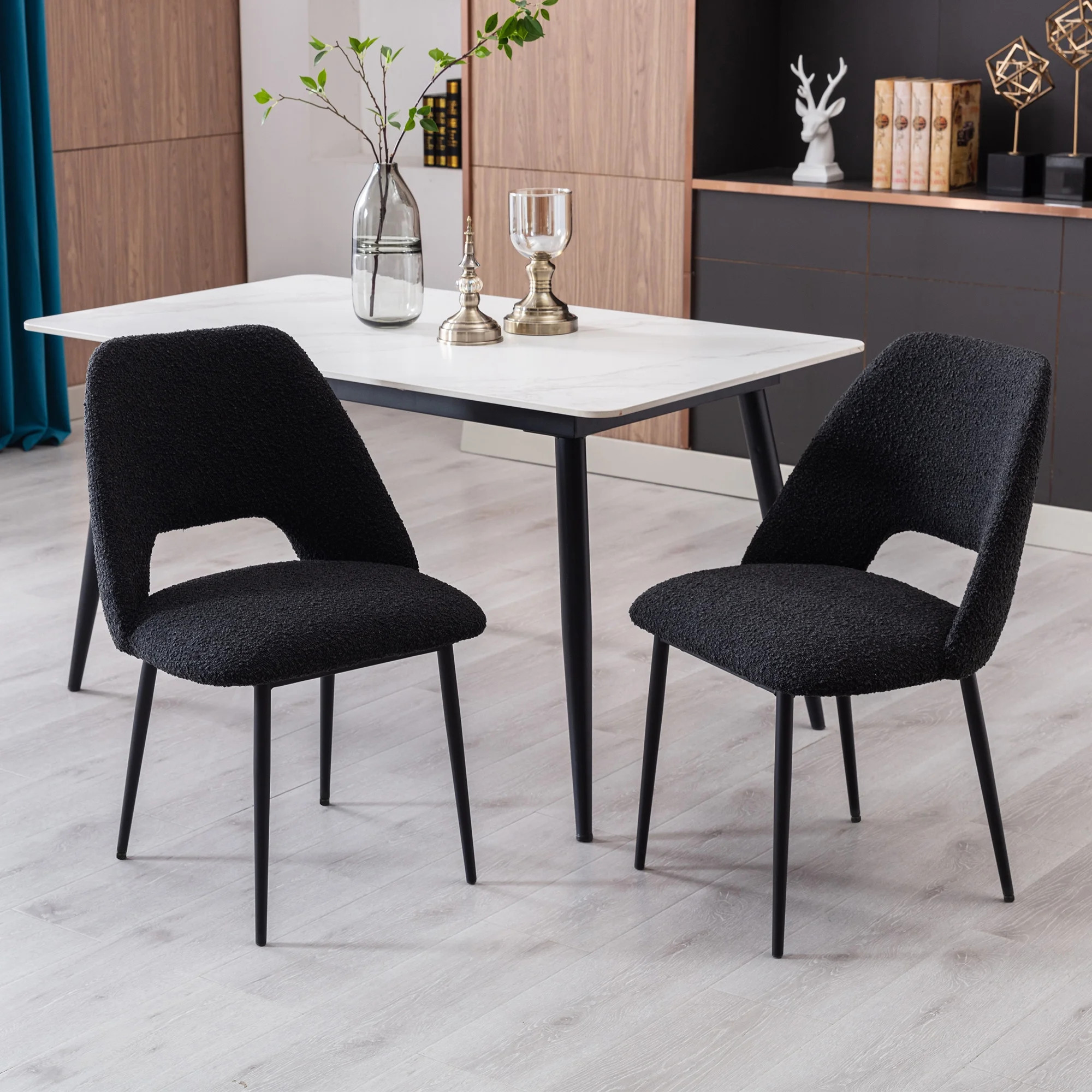 Zesthouse Mid Century Modern Dining Chair Set of 2, Boucle Fabric Upholstered Dining Chairs with ... | Walmart (US)