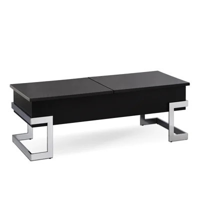 Black Gloss Coffee Table With Lift Function And Organized Storage Stylish Feature Inner Compartments, High | Wayfair North America