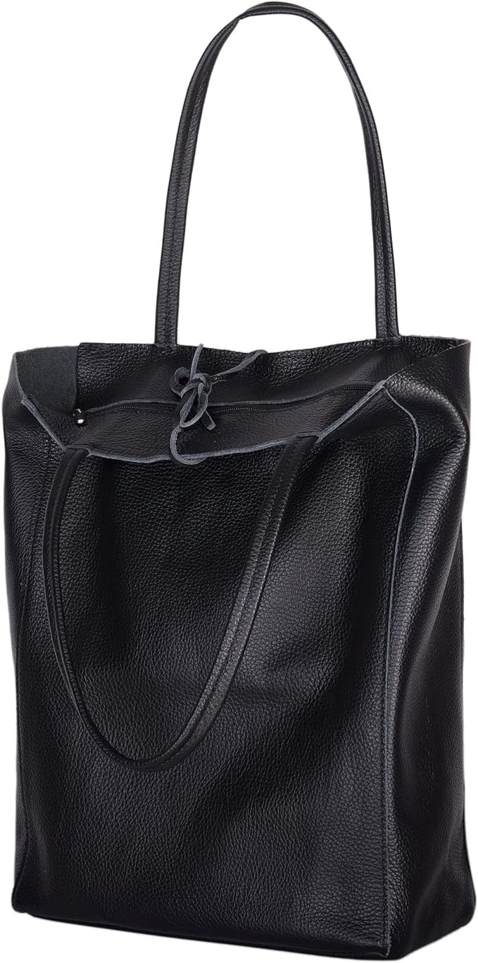 TAKEASY Women's Leather Tote Bag with Zipper for Shopping, Travel and Work - Large Italian Should... | Amazon (US)