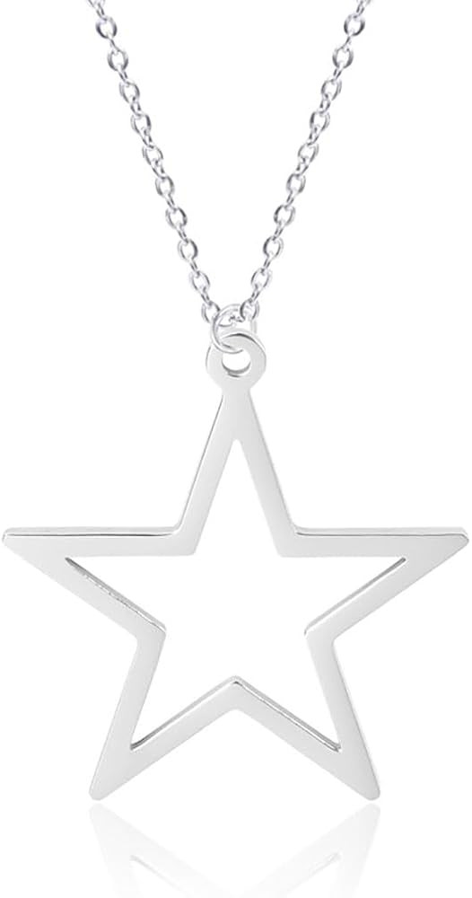 Fashion Simple Hollow Star Pendant Necklace For Men Women Stainless Steel Chain Jewelry Gifts for... | Amazon (US)