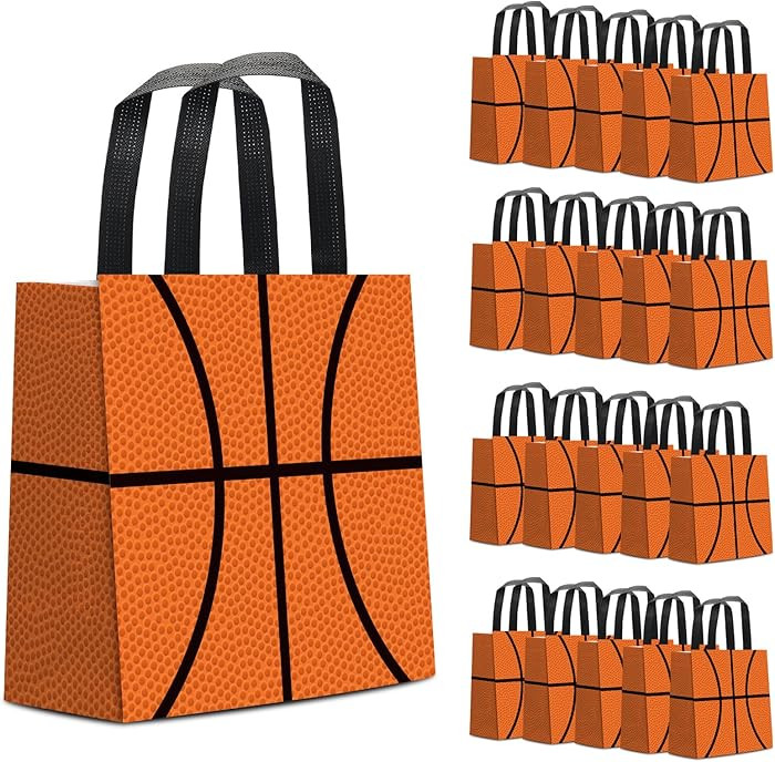 KERINGO 24 PCS Basketball Gift Bags Basketball Treat Bag with Handles Reusable Basketball Goodie ... | Amazon (US)