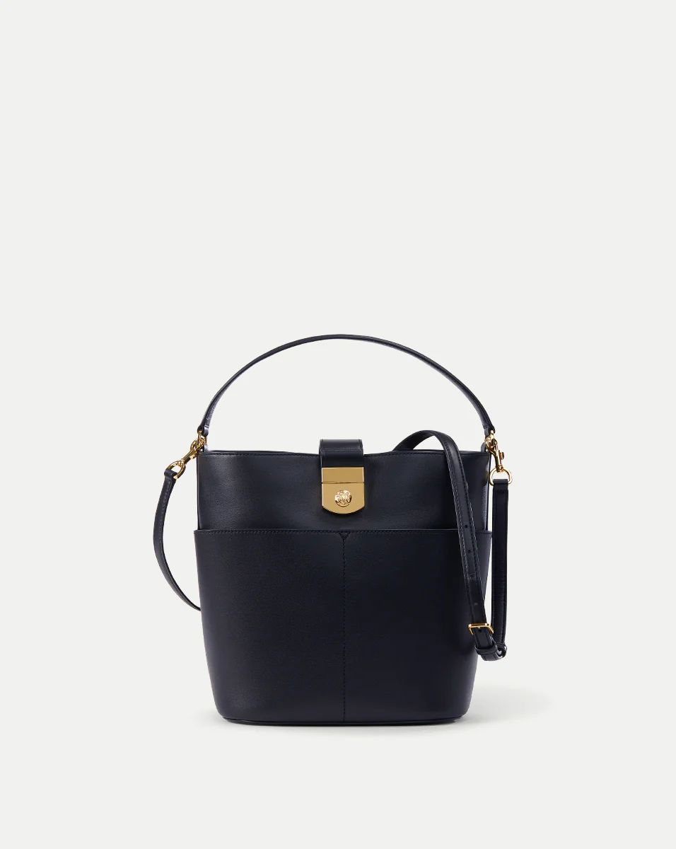 Small Crest Lock Bucket Bag in Navy | Veronica Beard | Veronica Beard