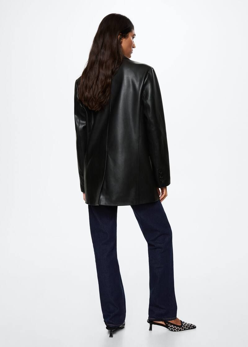 Faux leather oversize blazer | MANGO (UK)