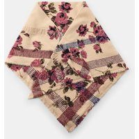 Zara - Double-Layer Wool-Blend Floral Print Triangular Scarf - Ecru - M - Woman | Zara US