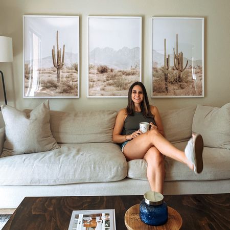 Our Living Room is finally coming together! This artwork has tied our casual design in with the subtle southwest design that we love in Arizona! I linked everything that I could. Sofa is old but linked a similar, more updated option that I have my eye on! #livingroomdesign #livingroom 

#LTKhome #LTKfamily #LTKstyletip