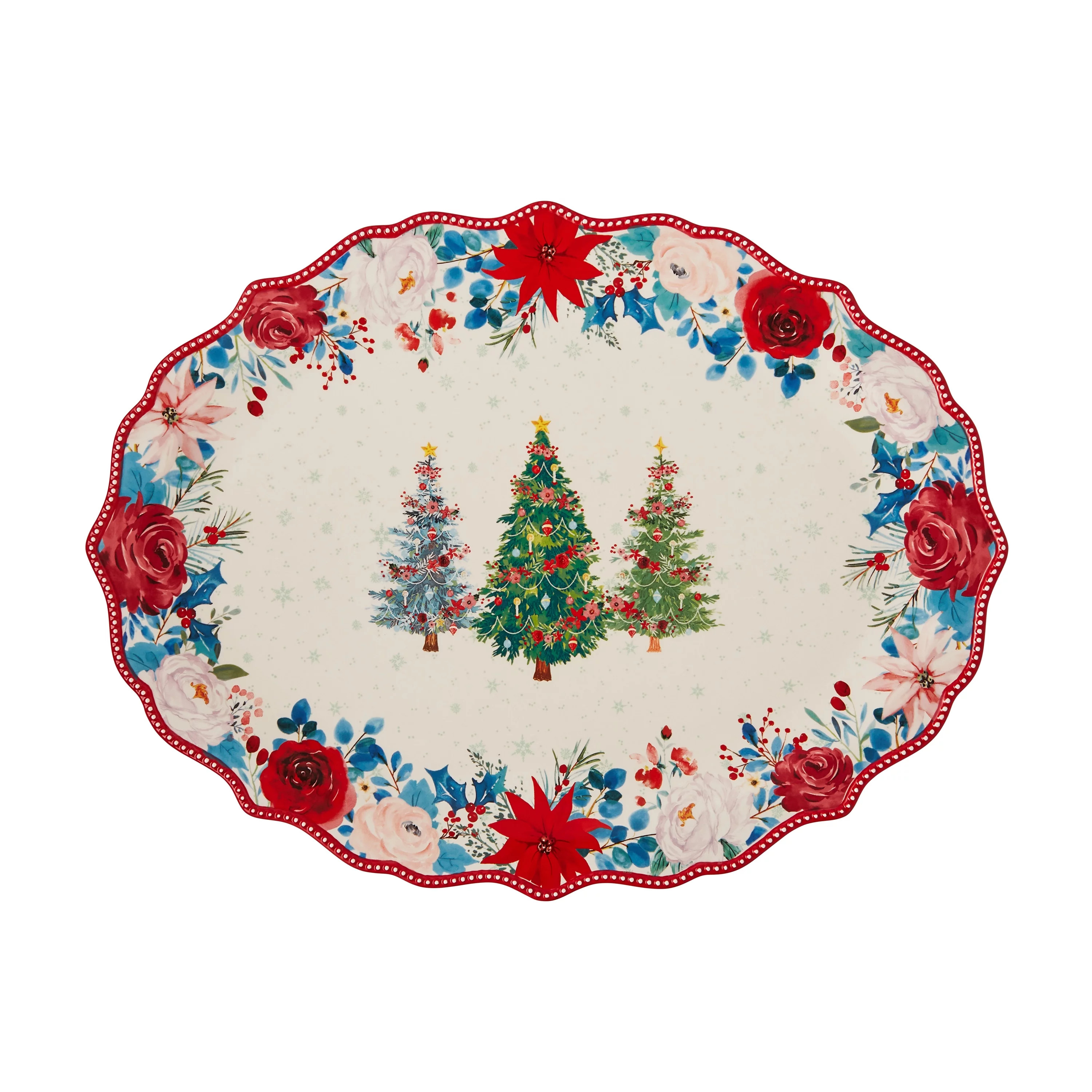 The Pioneer Woman Wishful Winter 21-Inch Ceramic Oval Serving Platter - Walmart.com | Walmart (US)