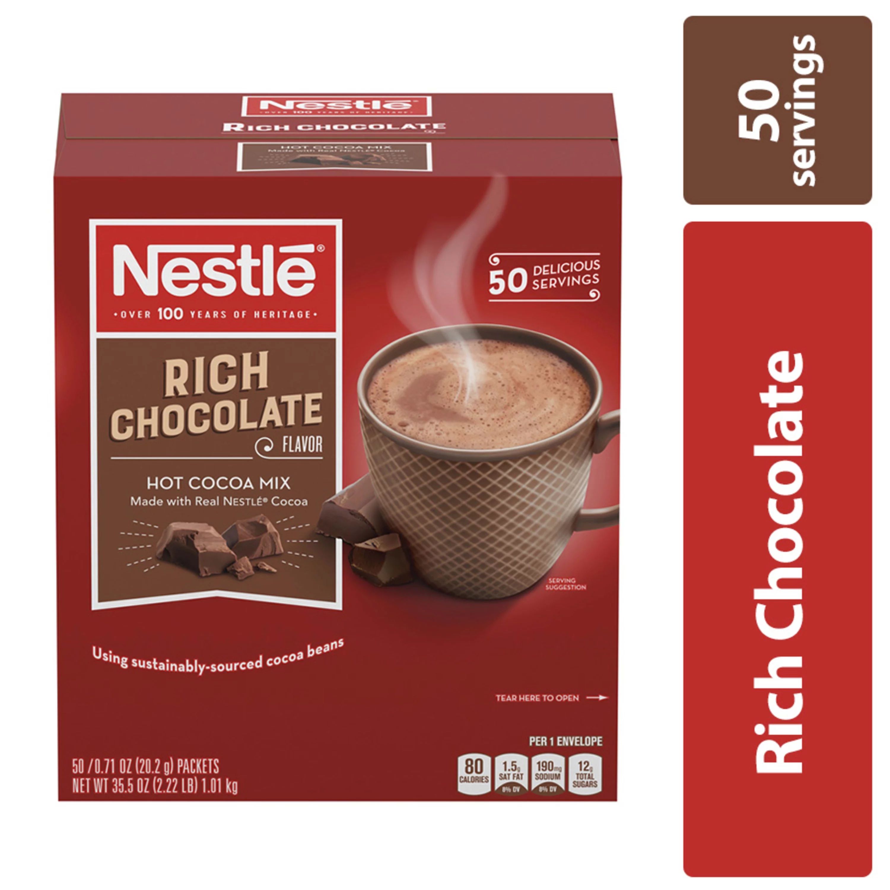 Nestle Hot Cocoa Mix, Rich Chocolate Hot Cocoa, Single Serve Hot Chocolate Packets, 50 Ct | Walmart (US)