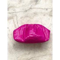 Hot Pink Python Leather Cloud Clutch, Voluminous Clutch Purse, Soft Dumpling Bag | Etsy (US)