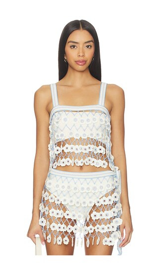 Fleur Hand-crocheted Top in Baby Blue | Revolve Clothing (Global)