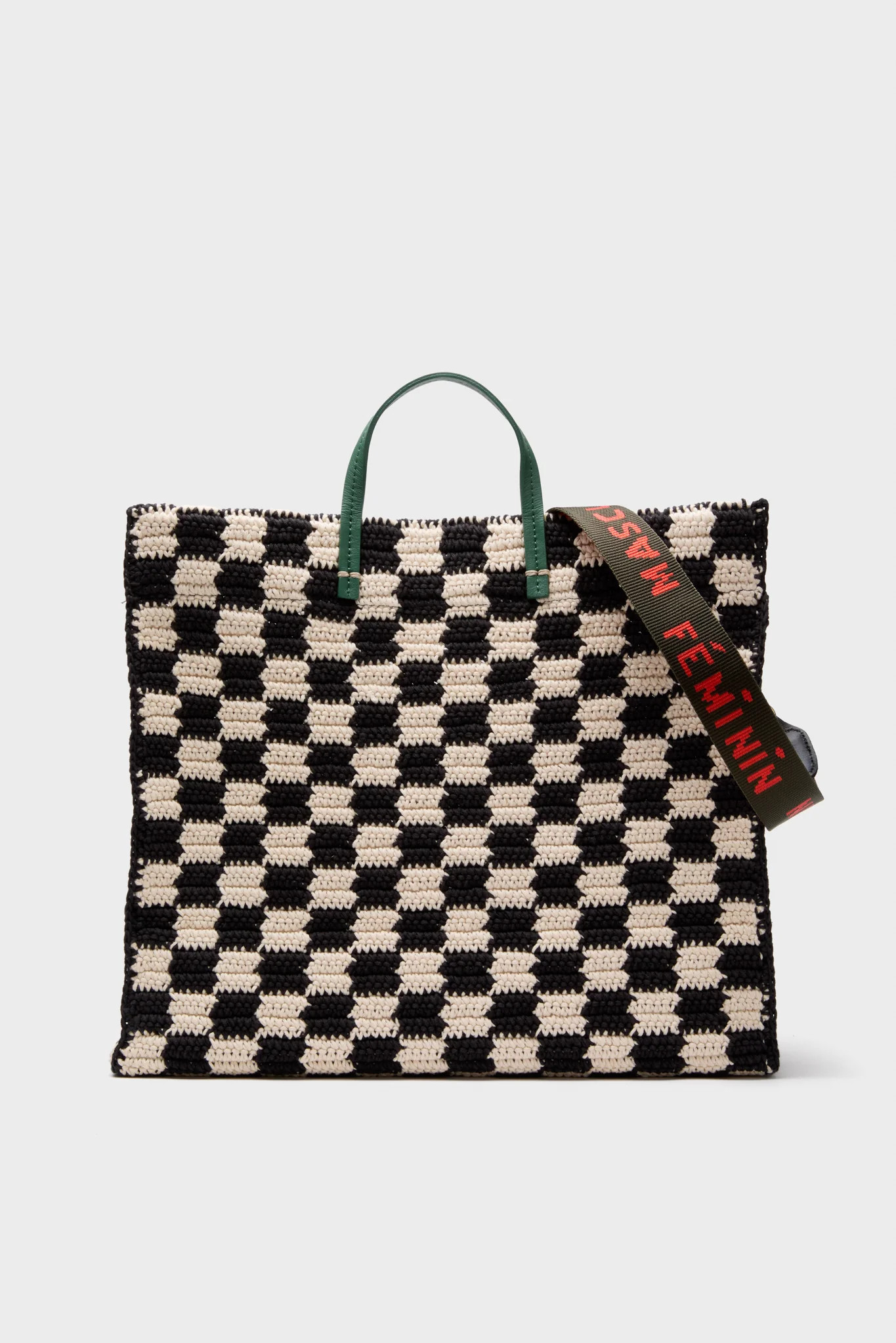 Black and Cream Crochet Checker Summer Simple Tote | Tuckernuck (US)