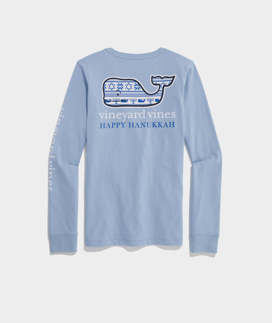 Women's Hanukkah Whale Long-Sleeve Pocket Tee | vineyard vines