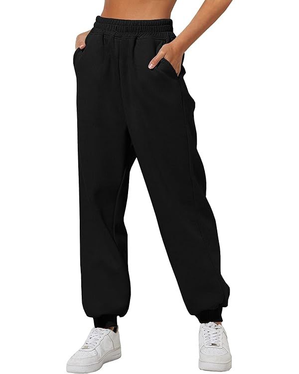 AUTOMET Women’s Lounge Baggy Cinch Bottom Sweatpants Joggers High Waist Pants | Amazon (US)