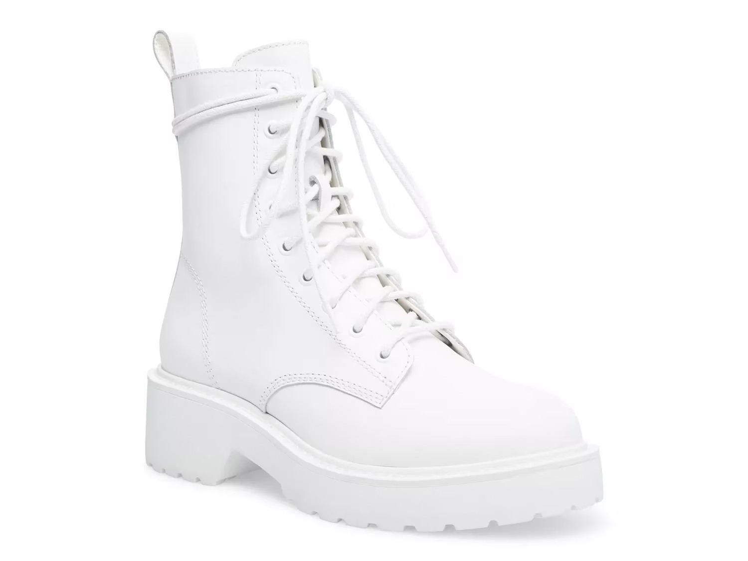 Steve Madden Tornado Combat Boot - Women's - White - Block Bootie Combat | DSW