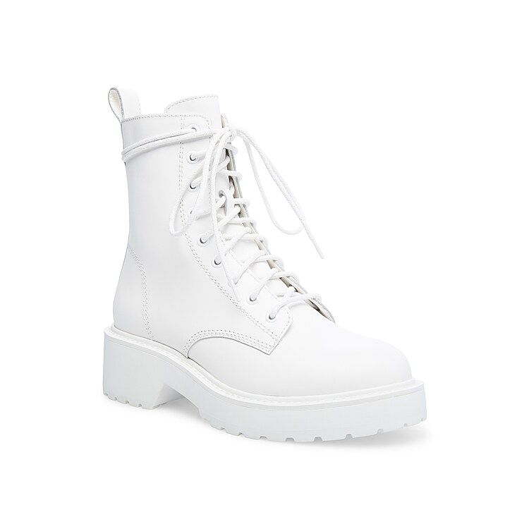 Steve Madden Tornado Combat Boot - Women's - White - Block Bootie Combat | DSW