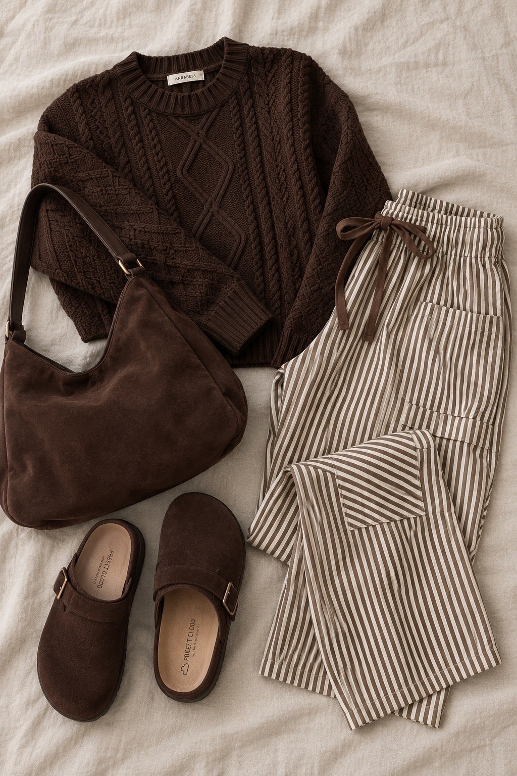 Amazon fall finds that look way more expensive than they are 🤎🍂 This chocolate cable-knit sweater with the striped barrel pants is the cozy combo I want to live in all season. Add the brown clogs + slouchy bag and it’s the perfect comfy-but-put-together look for errands, school pickup or a casual fall day.

#LTKootd #LTKgrwm #LTKSeasonal