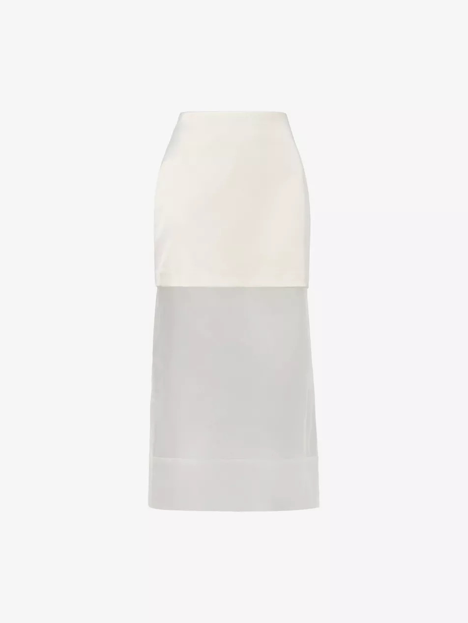 Lucine Satin and Organza Midi Skirt | Selfridges