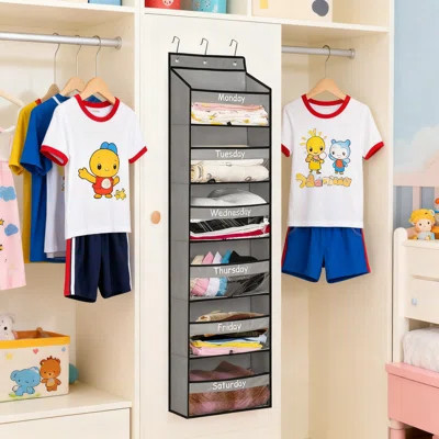 Weekly Kids Clothes Organizer With Days Of Week Labels - Hanging Closet Storage Shelf For School Uniforms & Daily Outfits, 6-Layer Door Mount Design W | Wayfair North America