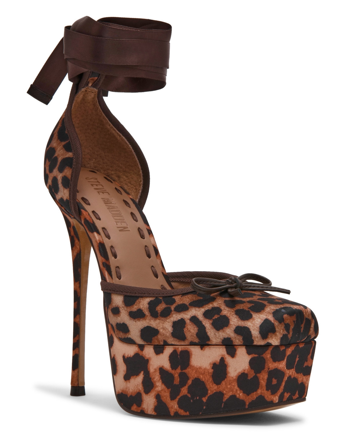 Steve Madden Women's Lace-Up High-Heel Ballet Platform Pumps - Leopard Satin | Macy's